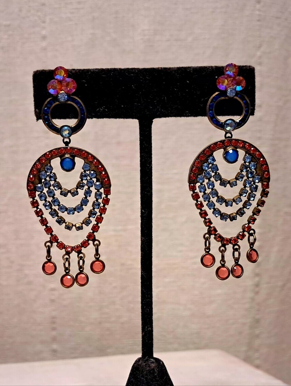Bohemian Poggi Inspired Crystal Chandelier Drop Dangle Earrings - Picture 2 of 3